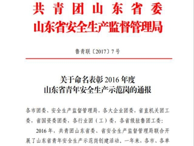 重磅消息:天意機械新產品班組榮獲“山東省青年安全生產示范崗”榮譽稱號